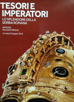 Три позлаћена шлема на изложби „Благо и цареви – раскош римске Србије“ у Италији