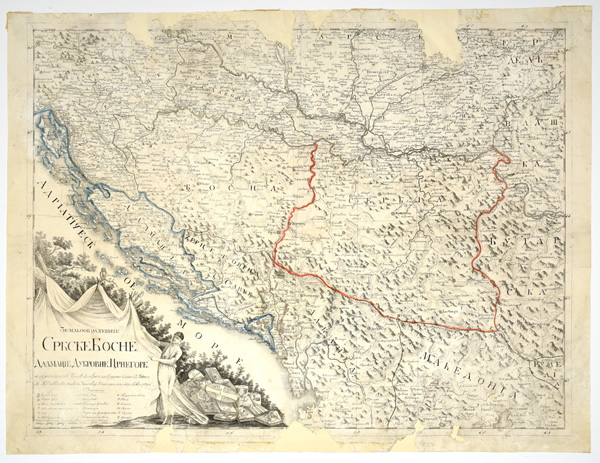 Карта Србије и српских земаља Саве Текелије